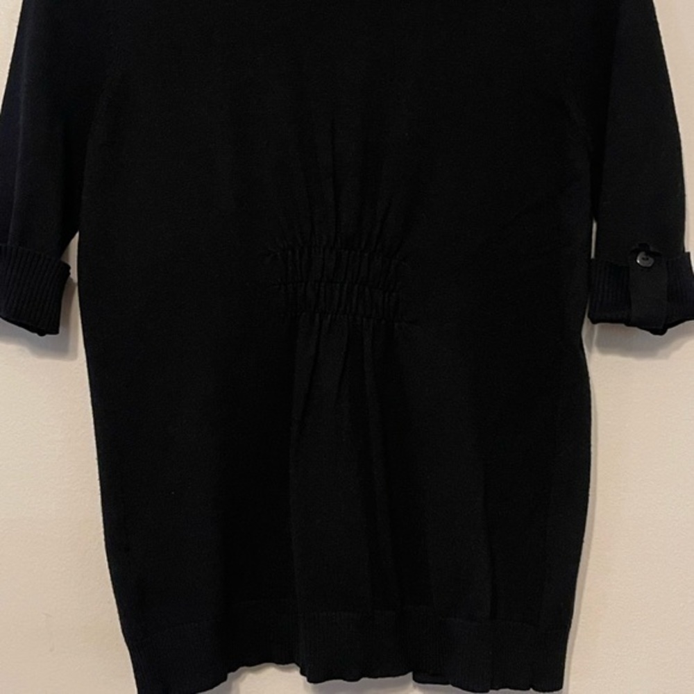 SP Dress Barn Half Short Sleeve Black Cardigan with Gathered Cinched Back - Picture 5 of 5